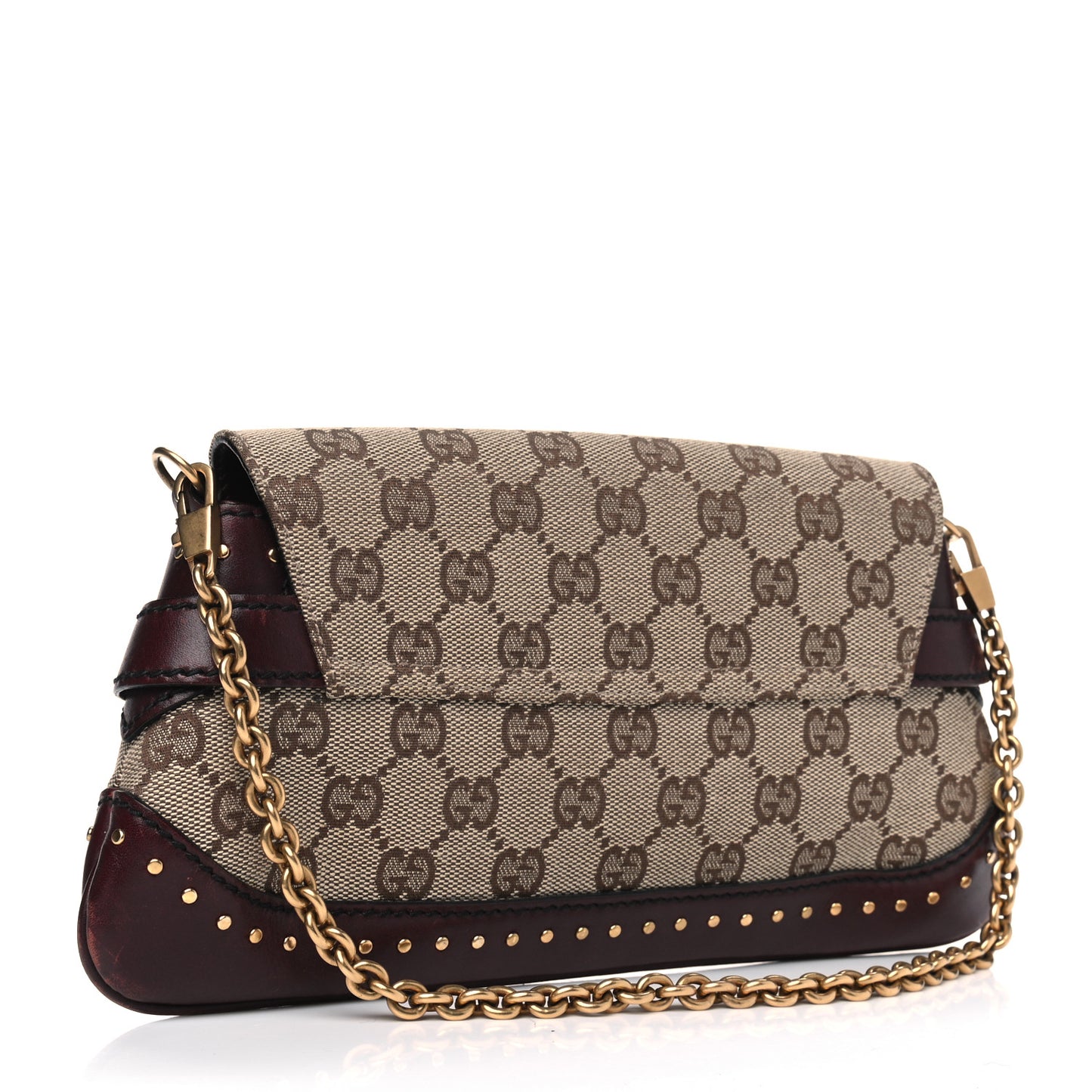 Monogram Studded Horsebit Clutch Bordeaux