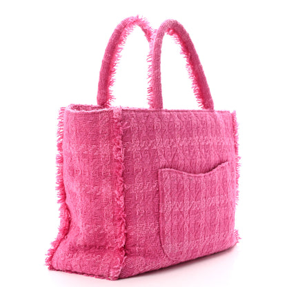 Chanel Wool Tweed Large Zipped Shopping Tote Pink 3 of 10
