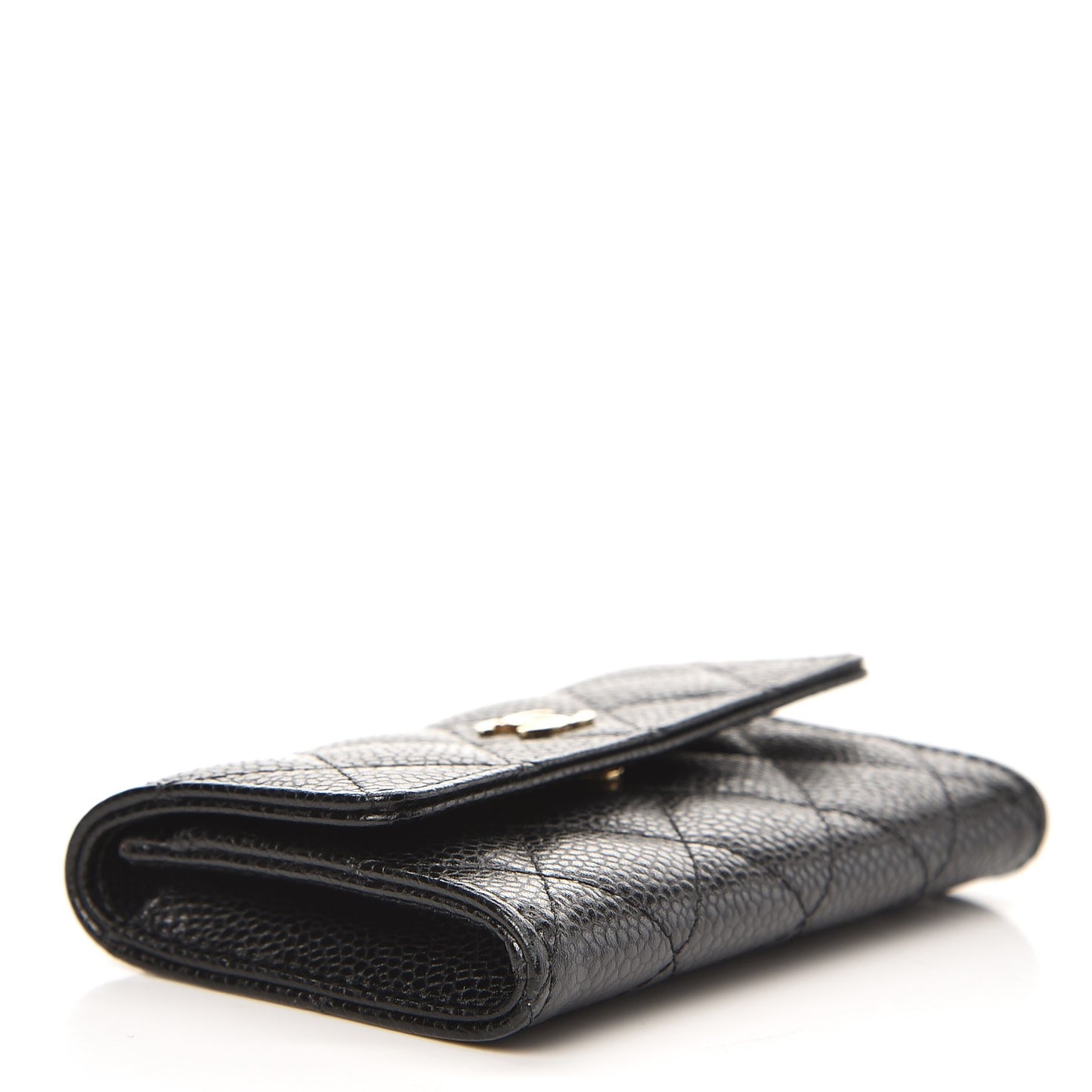 Caviar Quilted Flap Card Holder Black