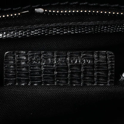 Alexander McQueen Calfskin Lizard Embossed Small Skull Padlock Zip Around Tote Black 7 of 7