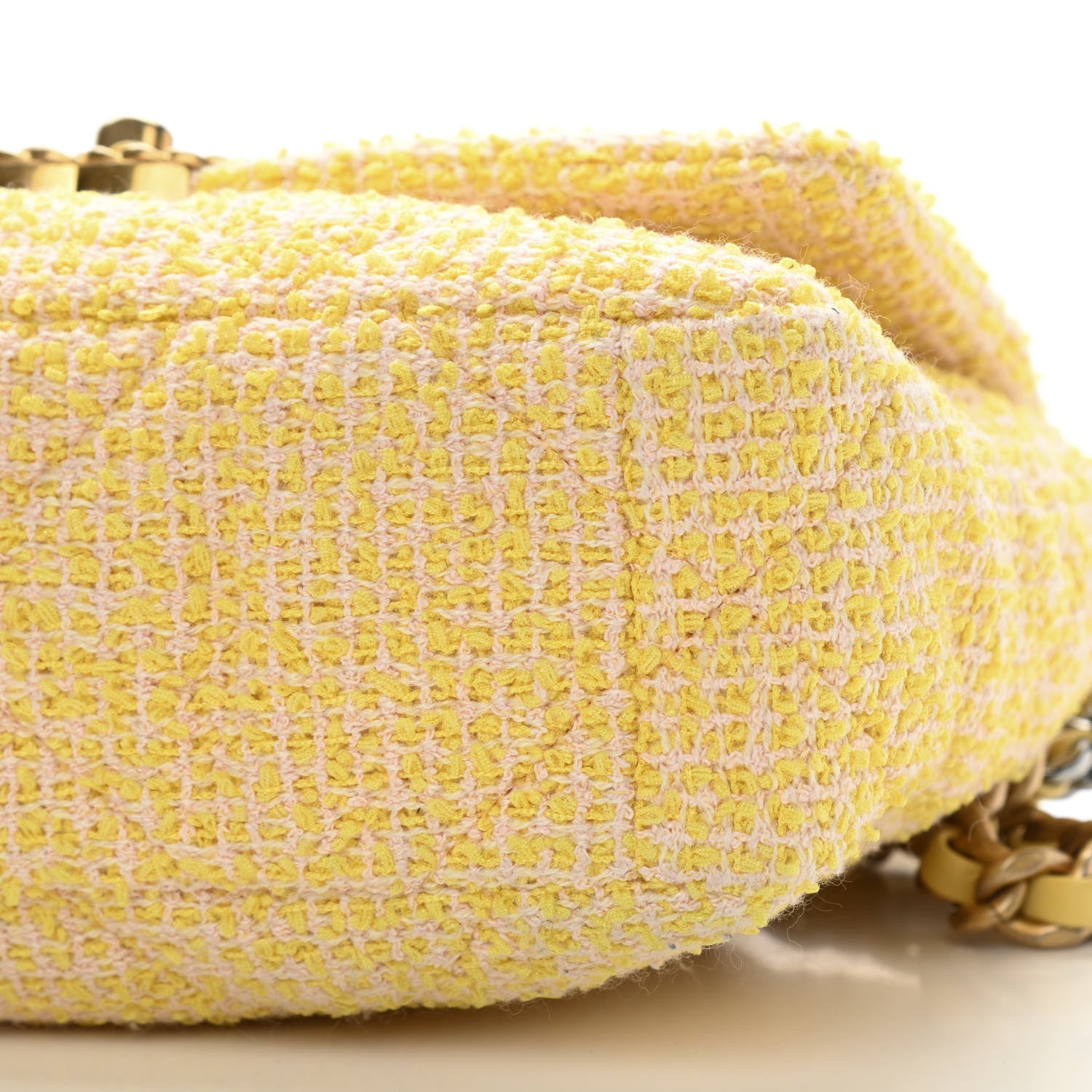 Chanel Tweed Quilted Medium Chanel 19 Flap Yellow Pink 10 of 12