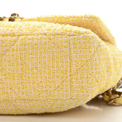 Chanel Tweed Quilted Medium Chanel 19 Flap Yellow Pink 10 of 12
