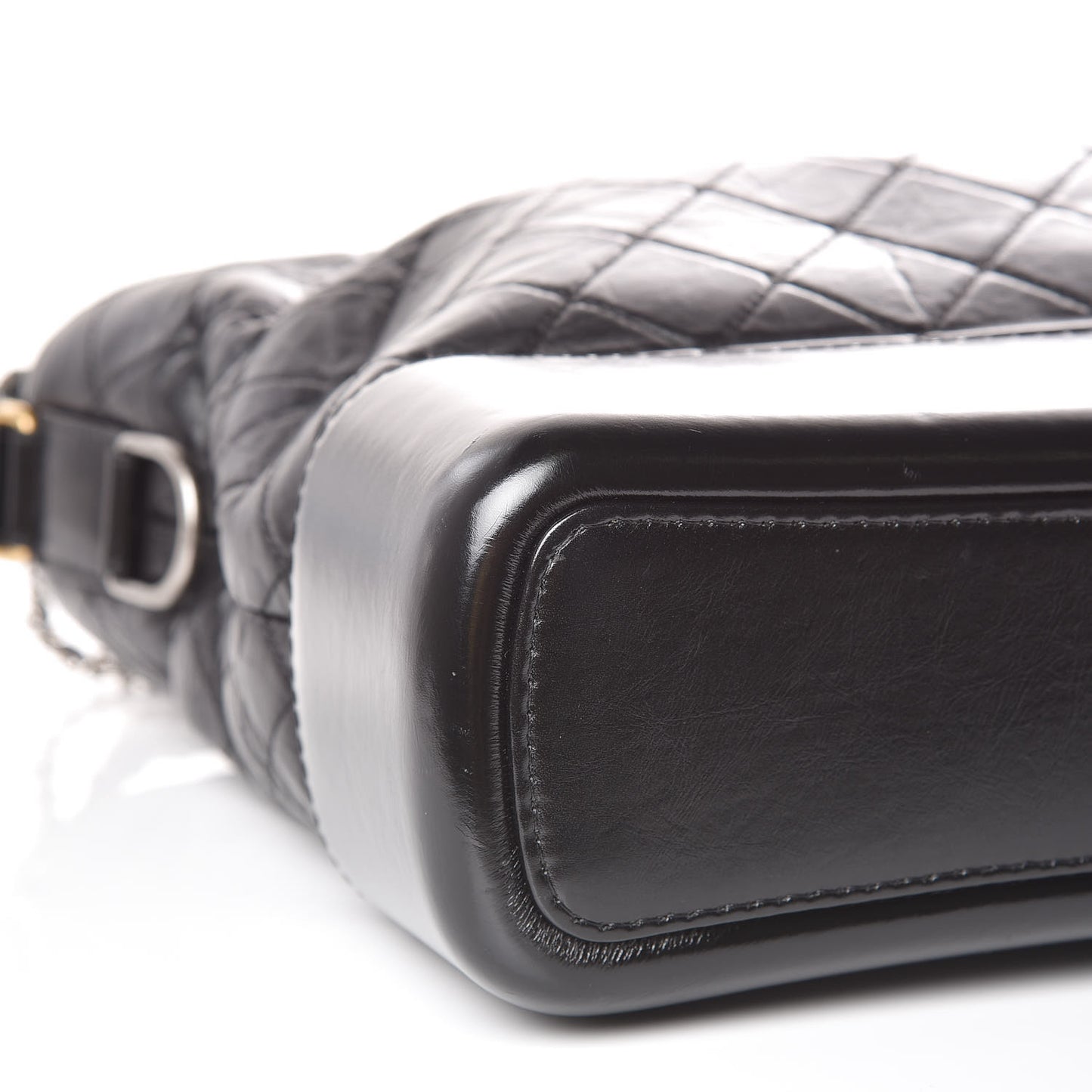 Aged Calfskin Quilted Large Gabrielle Hobo Black
