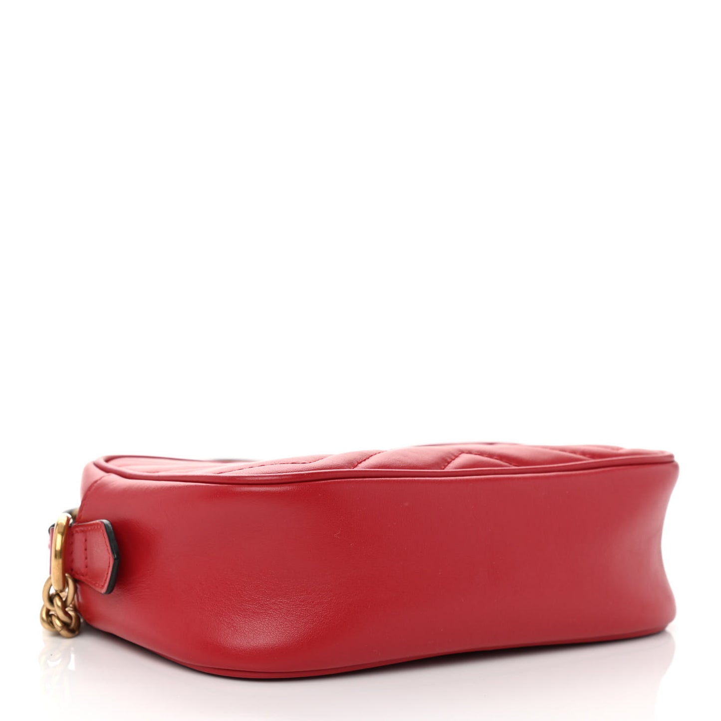 Calfskin Matelasse Mini GG Marmont Chain Shoulder Bag Hibiscus Red