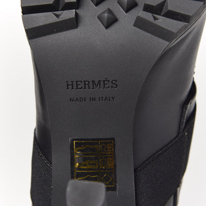 Hermes Tuscan Calfskin Technical Canvas Spicy Derby Ankle Boots 36.5 Black 6 of 8