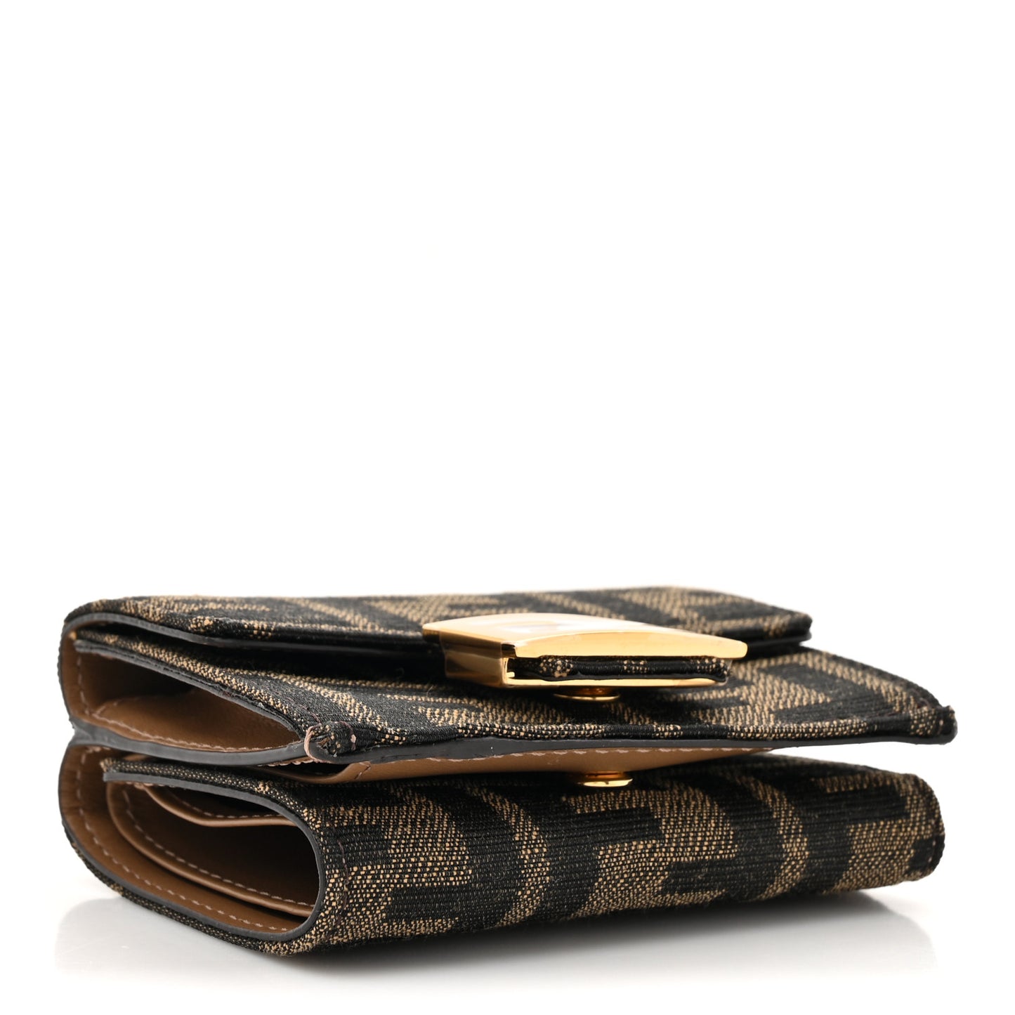 Fabric Jacquard FF 1974 Micro Trifold Baguette Wallet Tobacco Moro