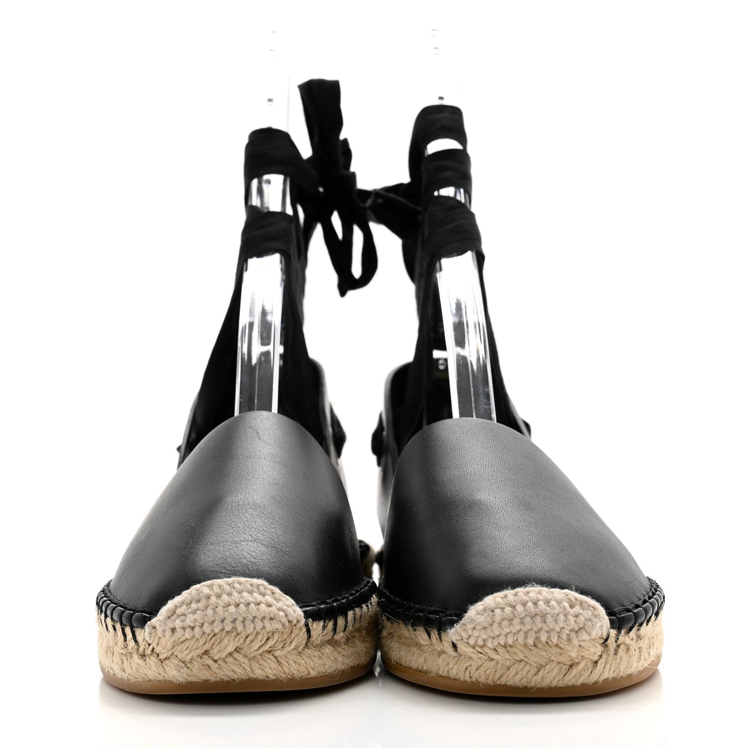 Christian Dior Calfskin Nicely-D Ankle Tie Espadrilles Flats 36 Black 2 of 9