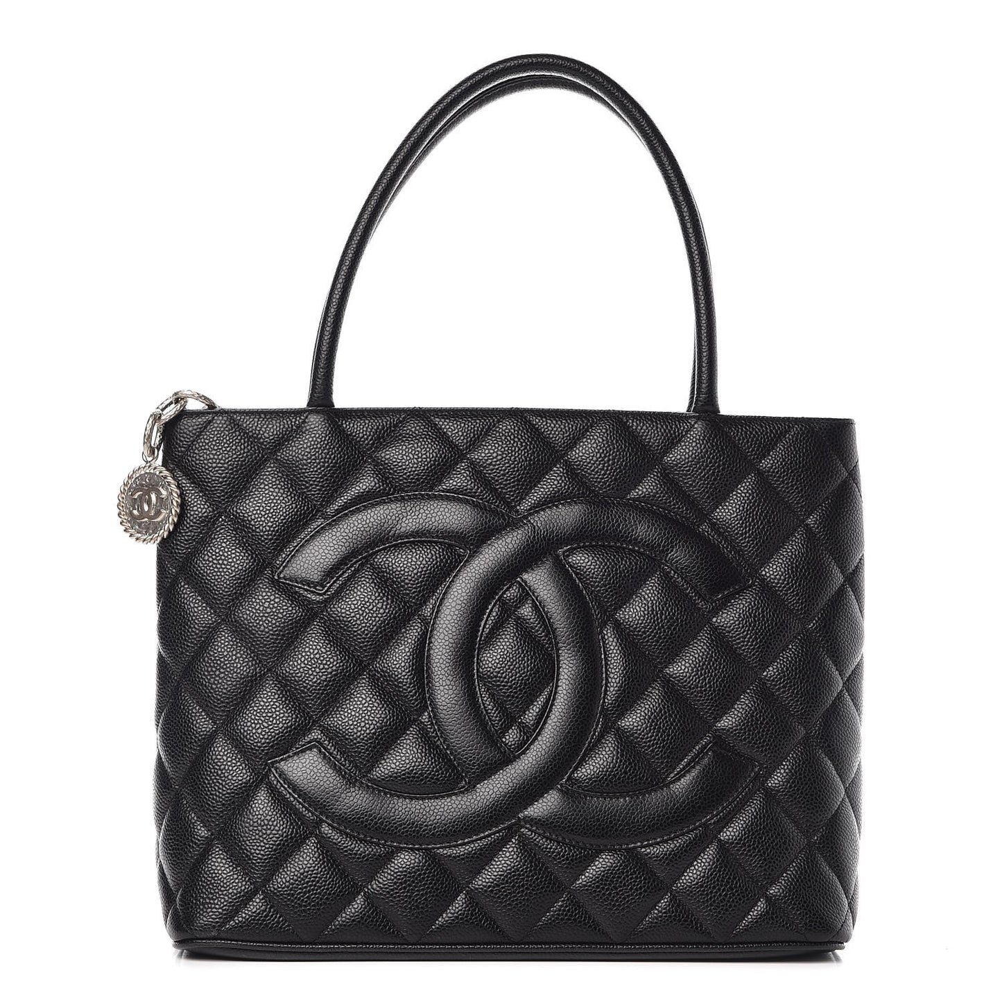 Caviar Quilted Medallion Tote Black