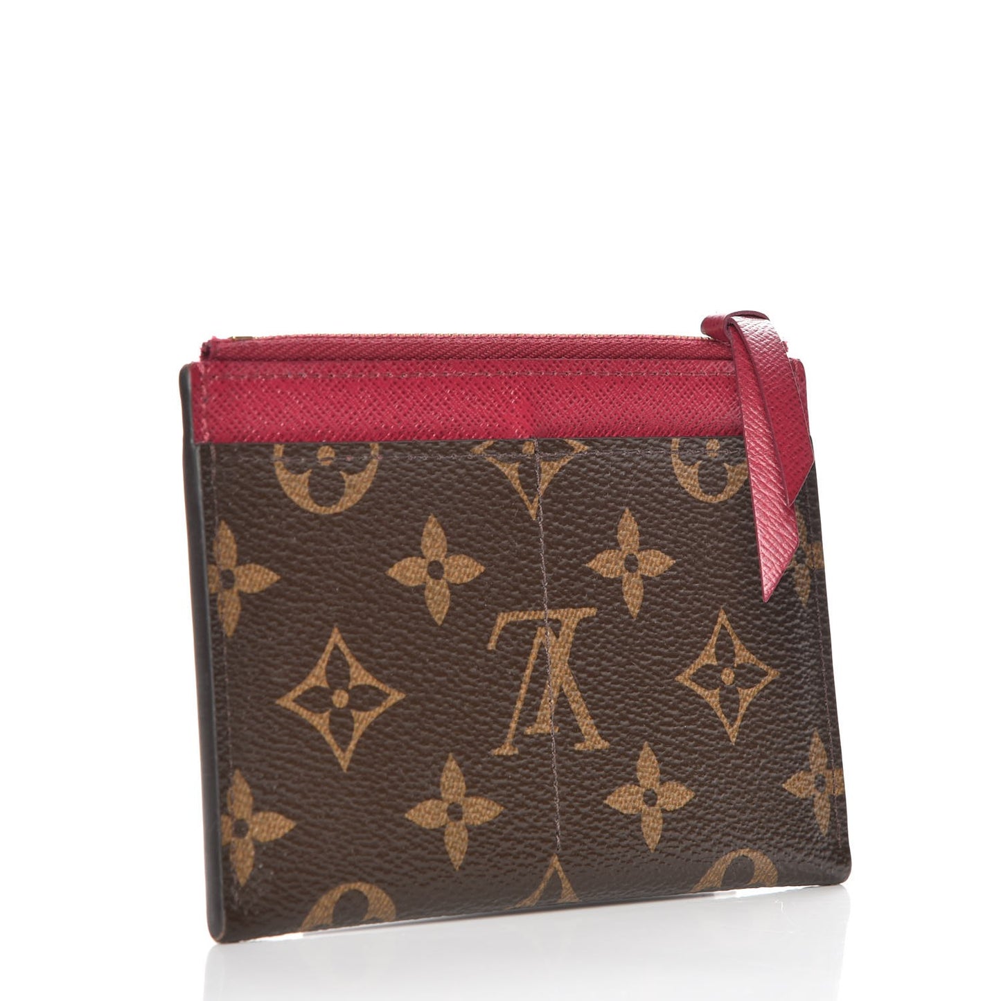 Monogram Zipped Card Holder Fuchsia