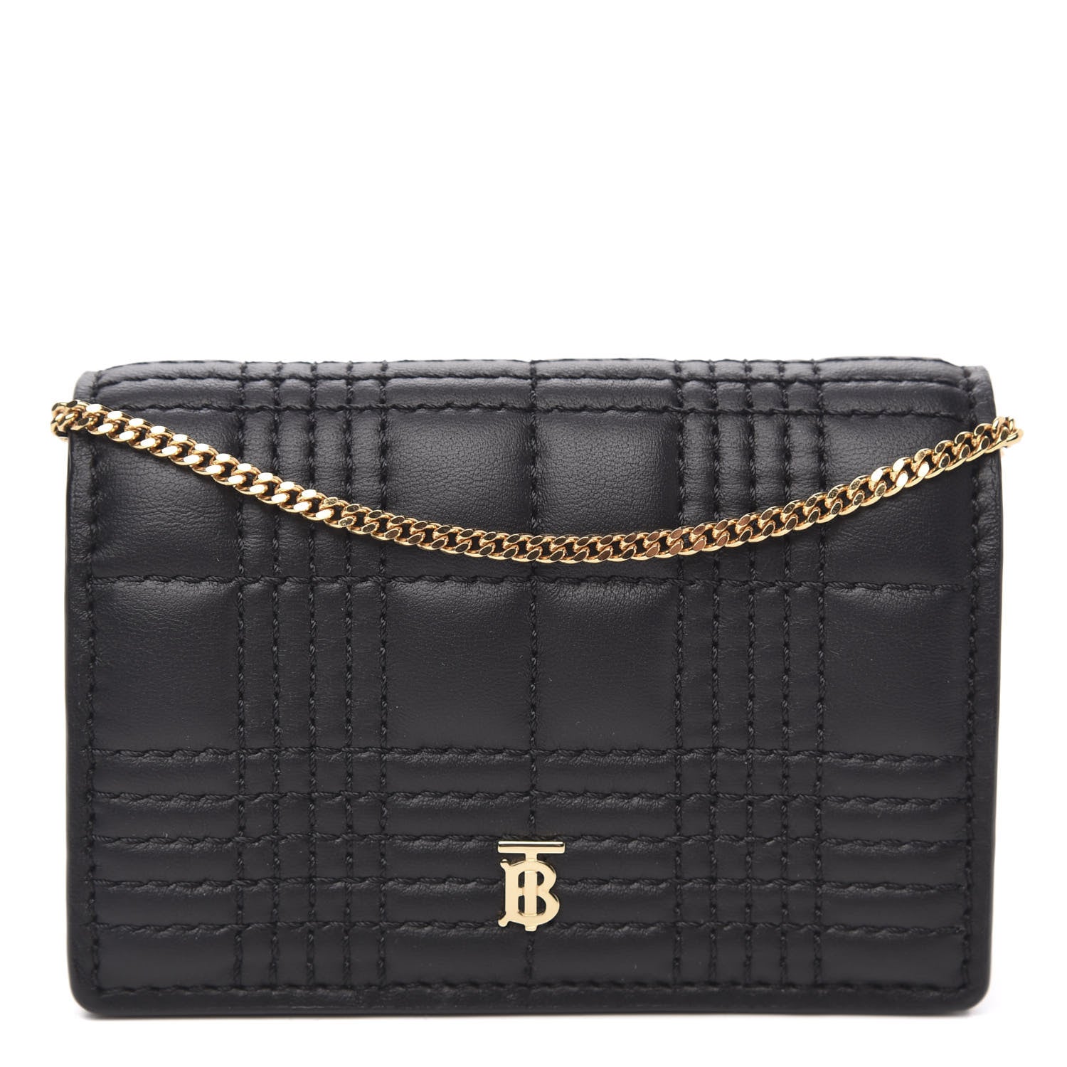 Burberry Lambskin Quilted Card Case With Detachable Strap Black 1 of 9
