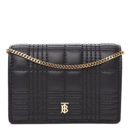 Burberry Lambskin Quilted Card Case With Detachable Strap Black 1 of 9
