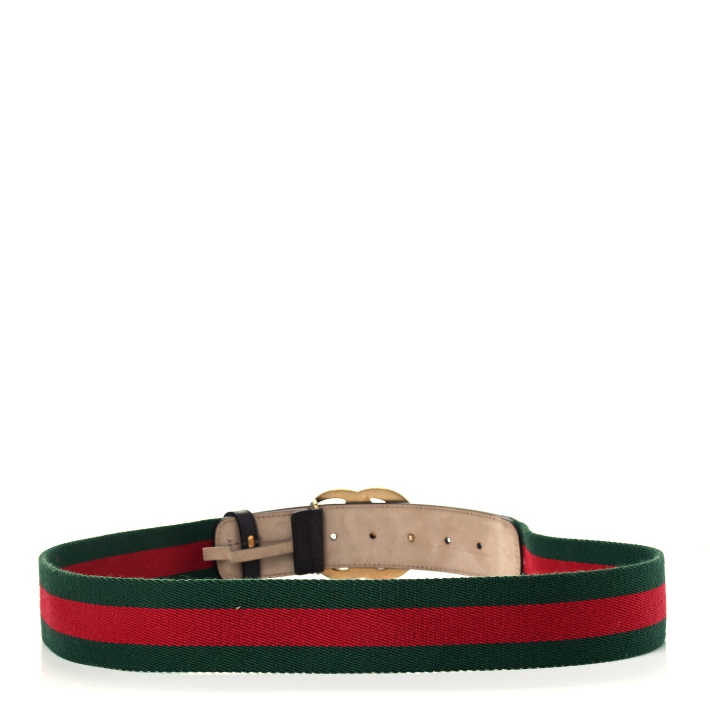 Nylon Textured Calfskin Double G Web 40mm Belt 95 38 Green Red Dark Cocoa
