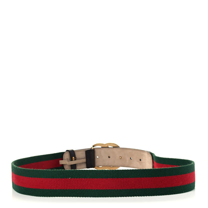 Gucci Nylon Textured Calfskin Double G Web 40mm Belt 95 38 Green Red Dark Cocoa 2 of 5
