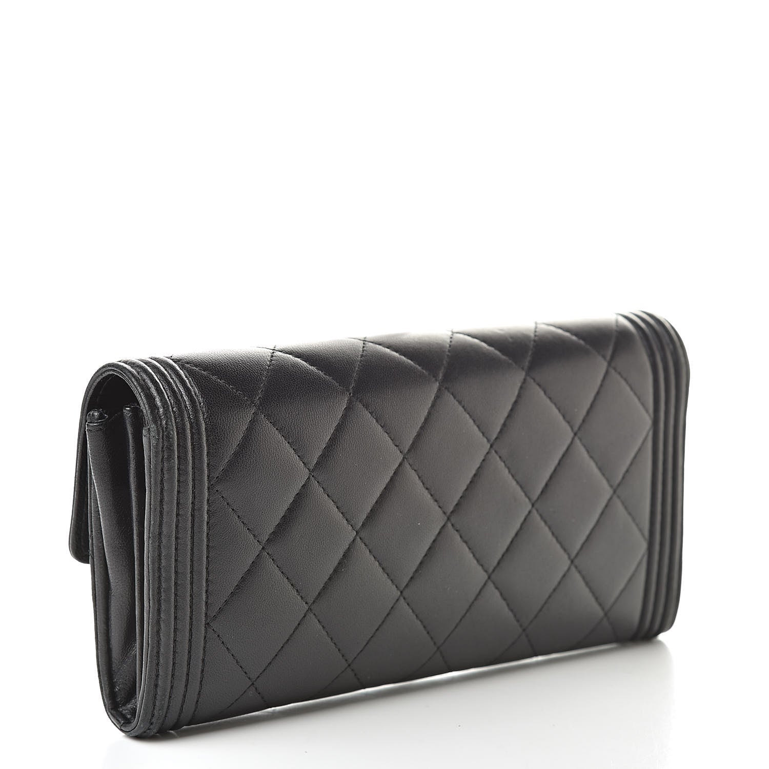 Chanel Lambskin Quilted Boy Flap Wallet Black 3 of 14