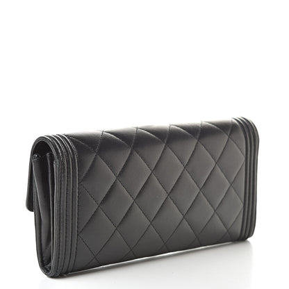Chanel Lambskin Quilted Boy Flap Wallet Black 3 of 14