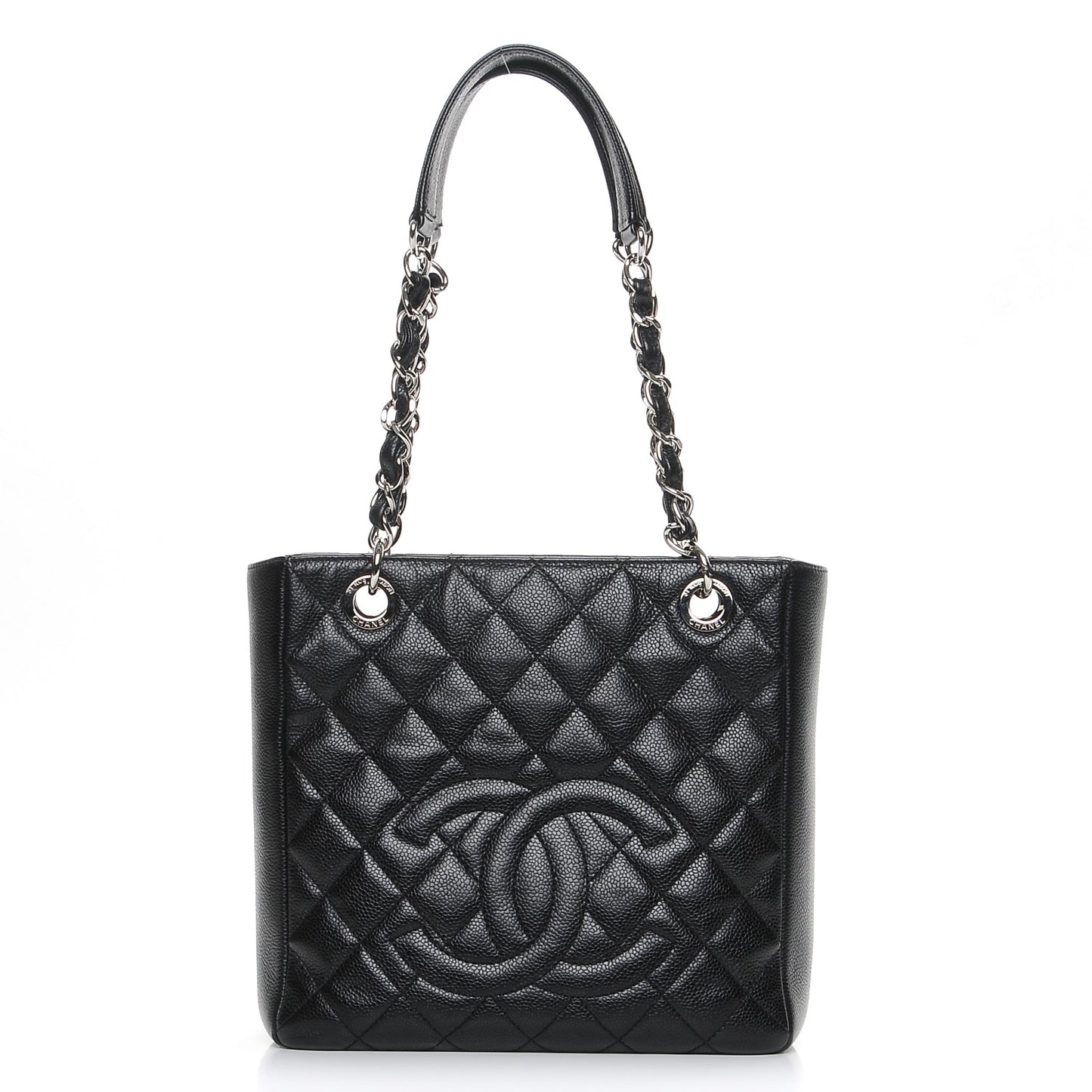 Caviar Quilted Petit Shopping Tote PST Black