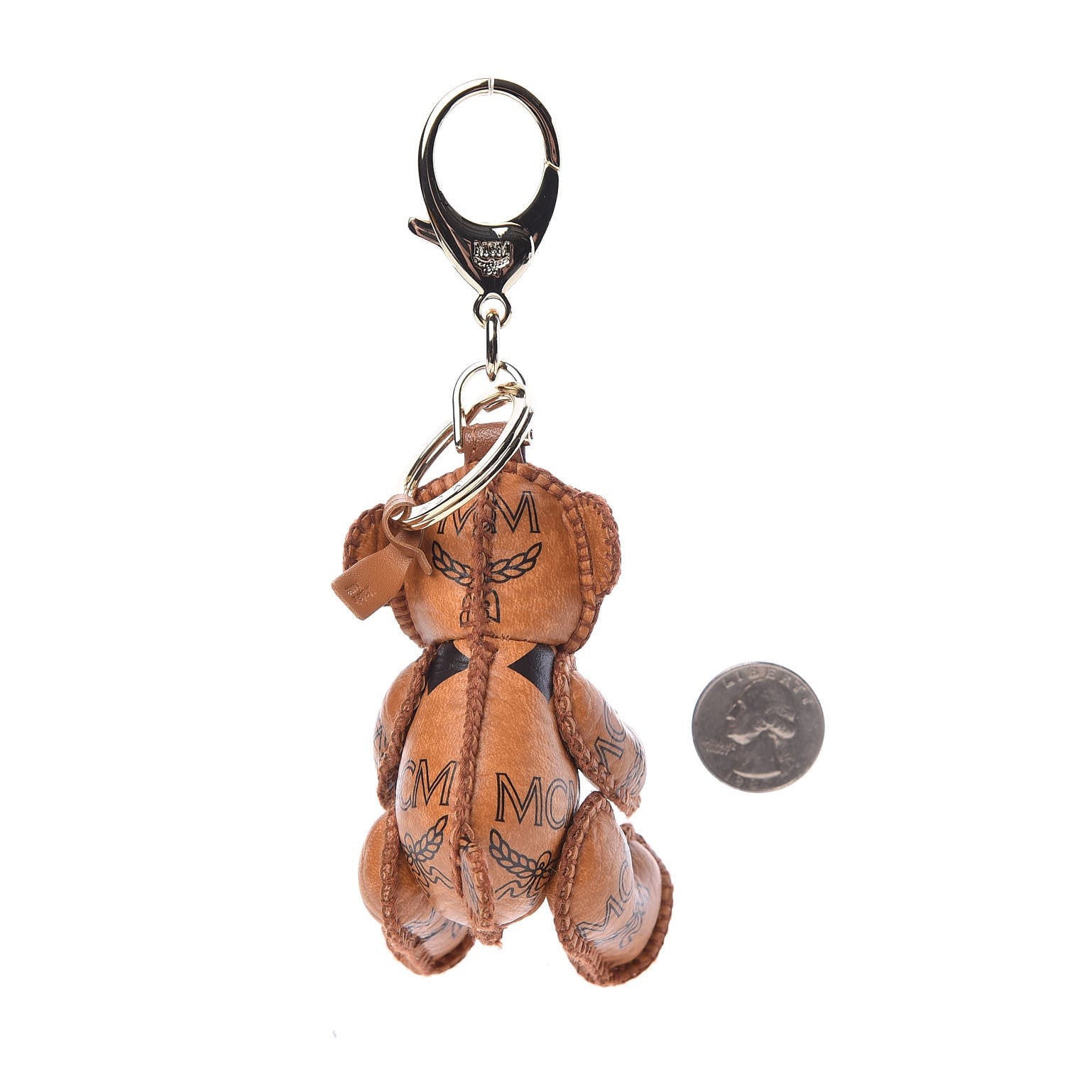 MCM Visetos Bear Key Ring Bag Charm Cognac 3 of 5
