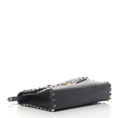 Valentino Garavani Pebbled Calfskin Medium Rockstud Flip Lock Crossbody Bag Black 3 of 7
