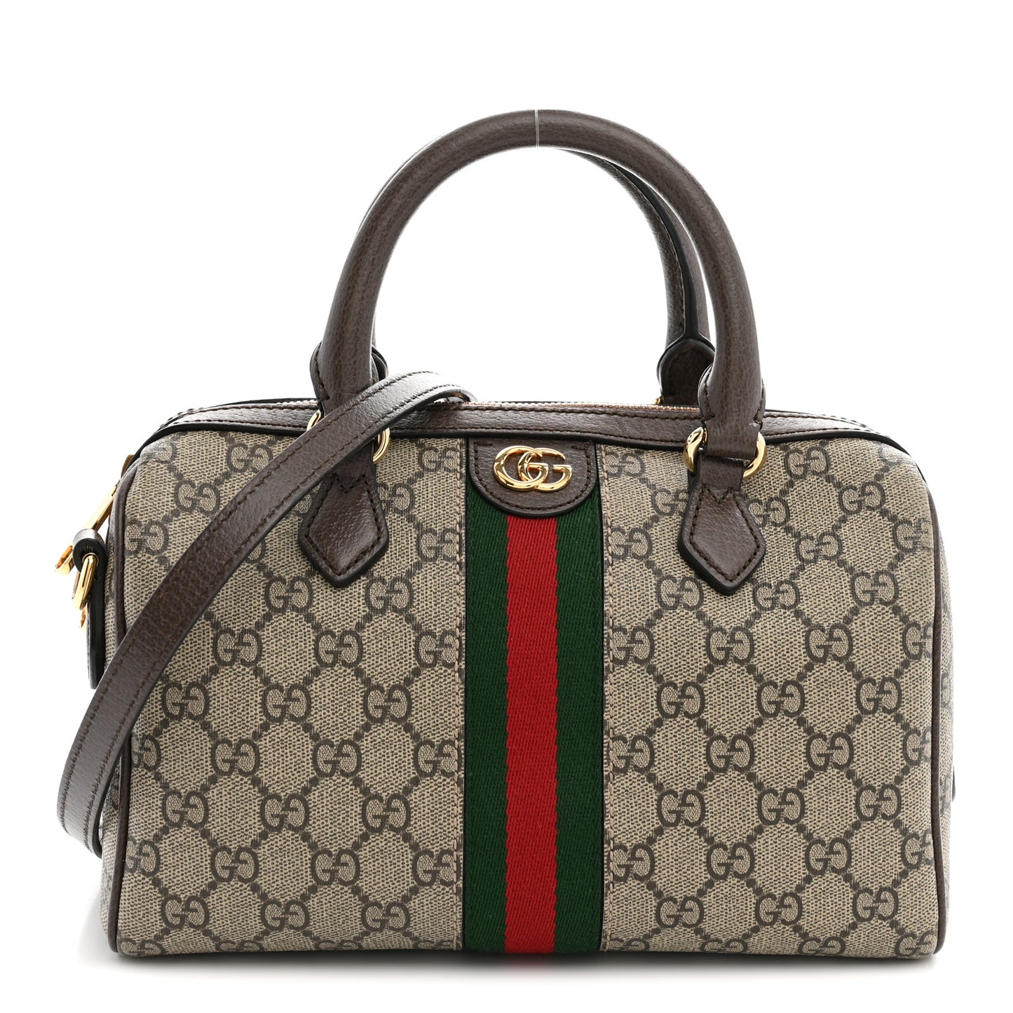 GG Supreme Monogram Web Small Ophidia Top Handle Bag Beige Ebony