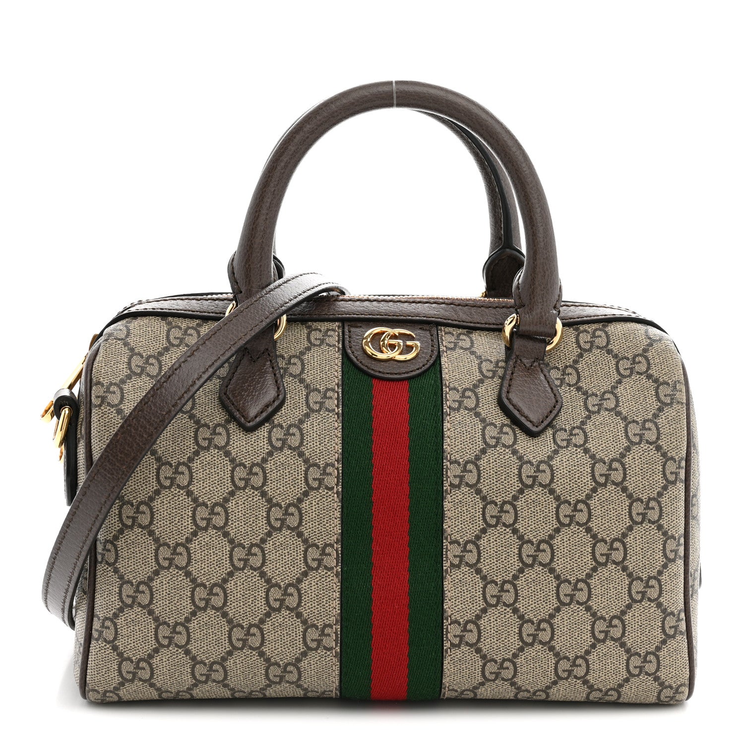 Gucci GG Supreme Monogram Web Small Ophidia Top Handle Bag Beige Ebony 1 of 10