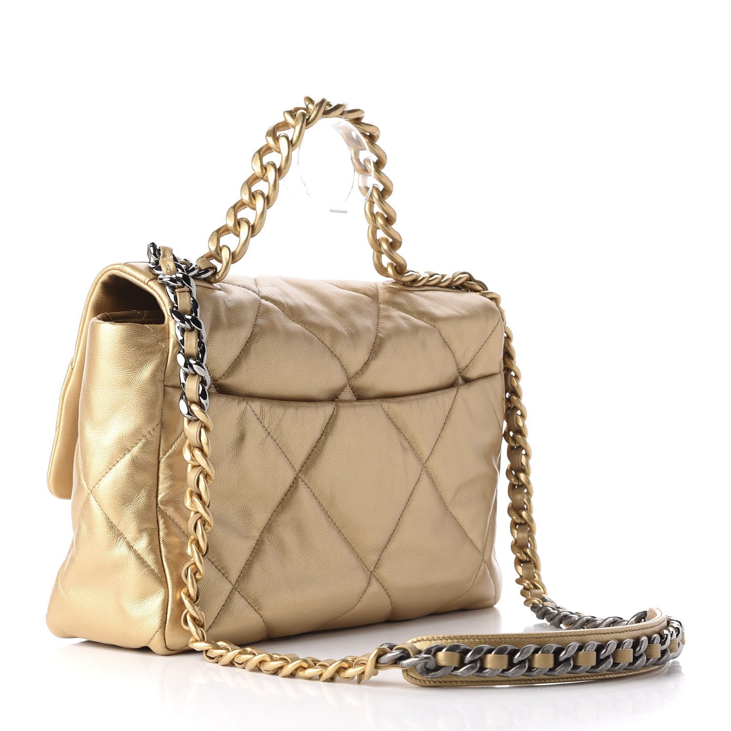 Chanel Goatskin Quilted Large 19 Flap Gold 3 of 11