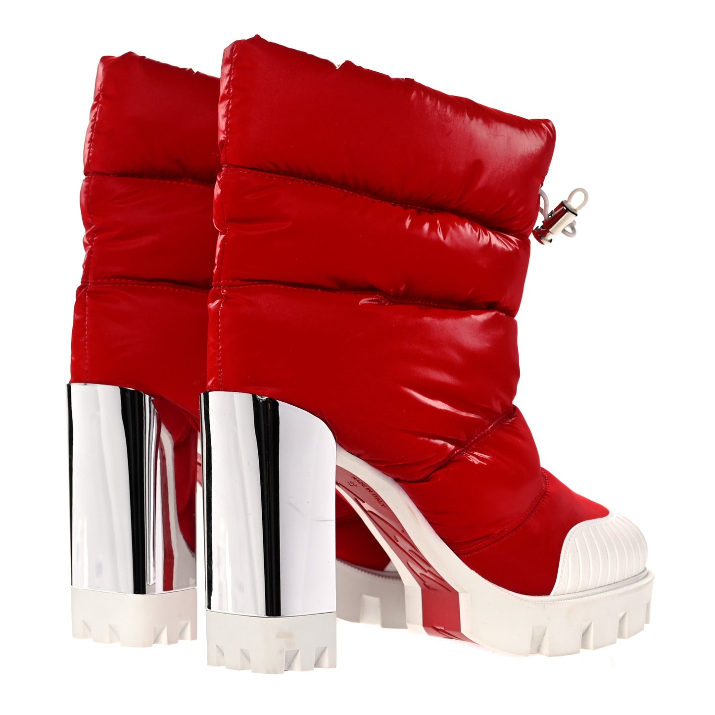 Fabric Oriona Lug 100 Boots 37 Loubi Red Silver