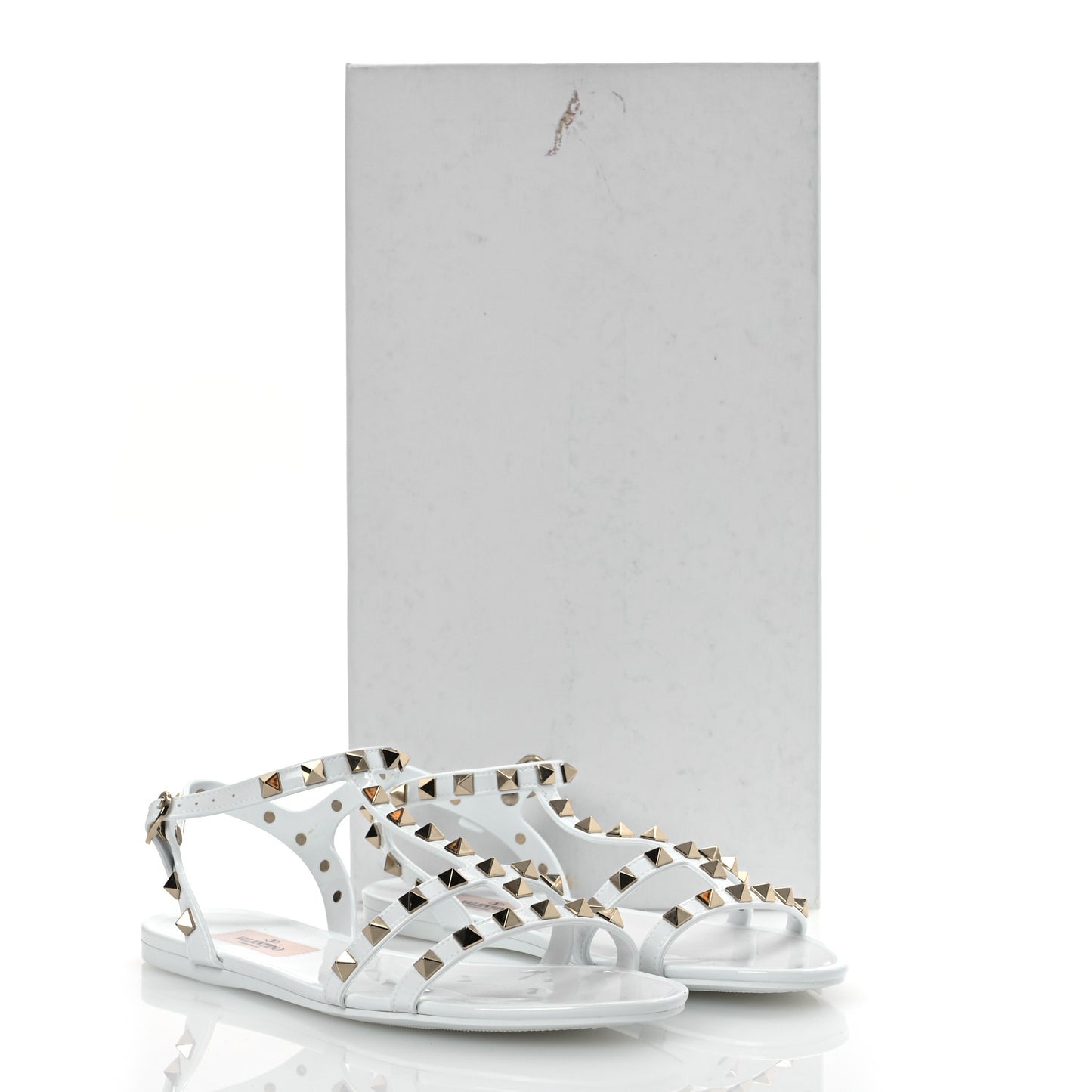 PVC Jelly Rockstud Caged Sandals 38 Optic White