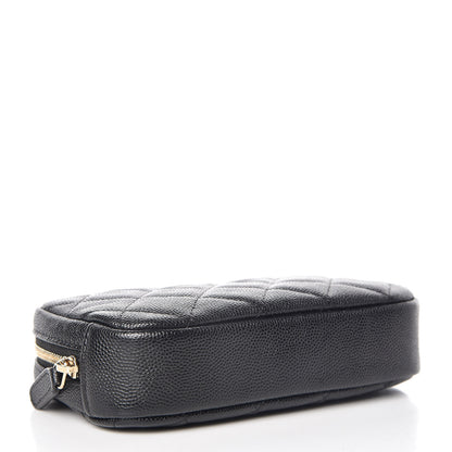 Chanel Caviar Quilted Small Curvy Pouch Cosmetic Case Black 4 of 10