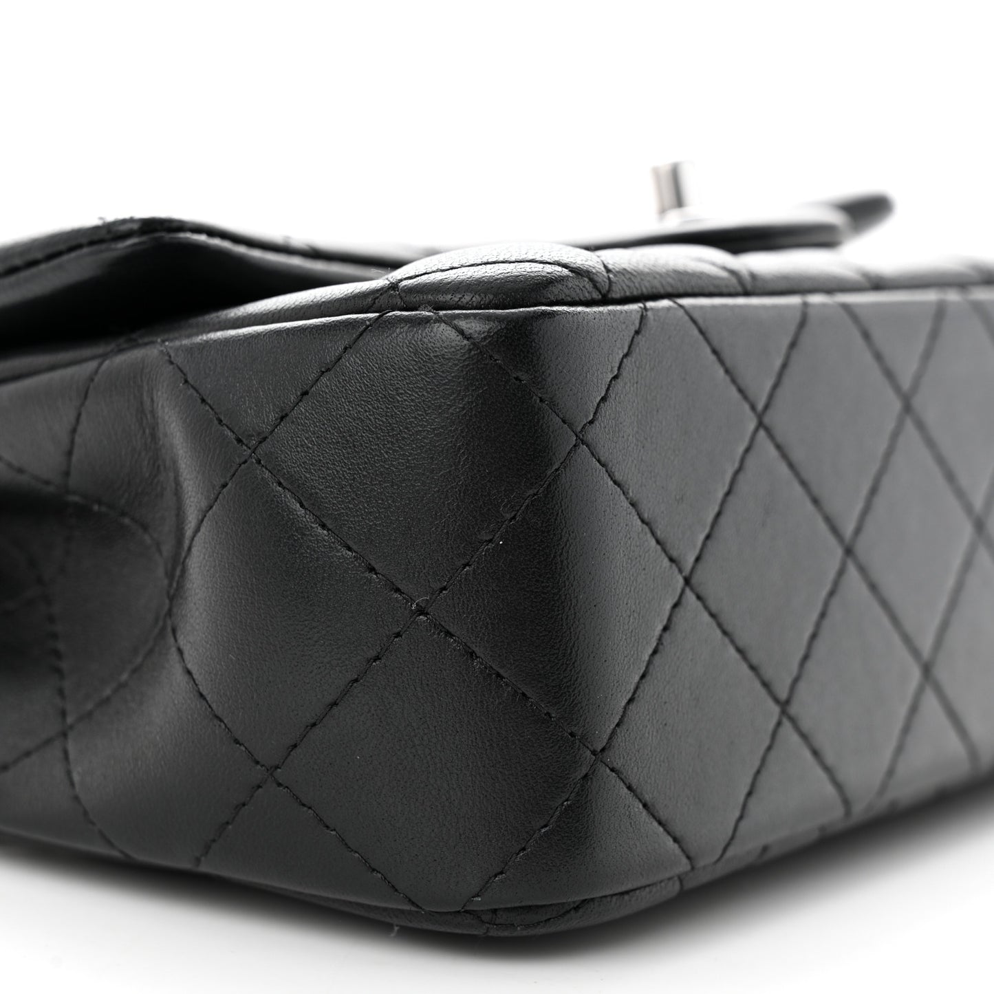 Lambskin Quilted Mini Rectangular Flap Black