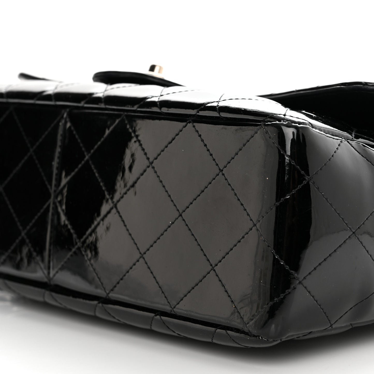 Patent Quilted Jumbo Single Flap Black