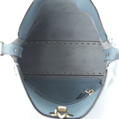 Valentino Garavani Pebbled Calfskin Small Rockstud Flip-Lock Messenger Bag Light Blue 4 of 8