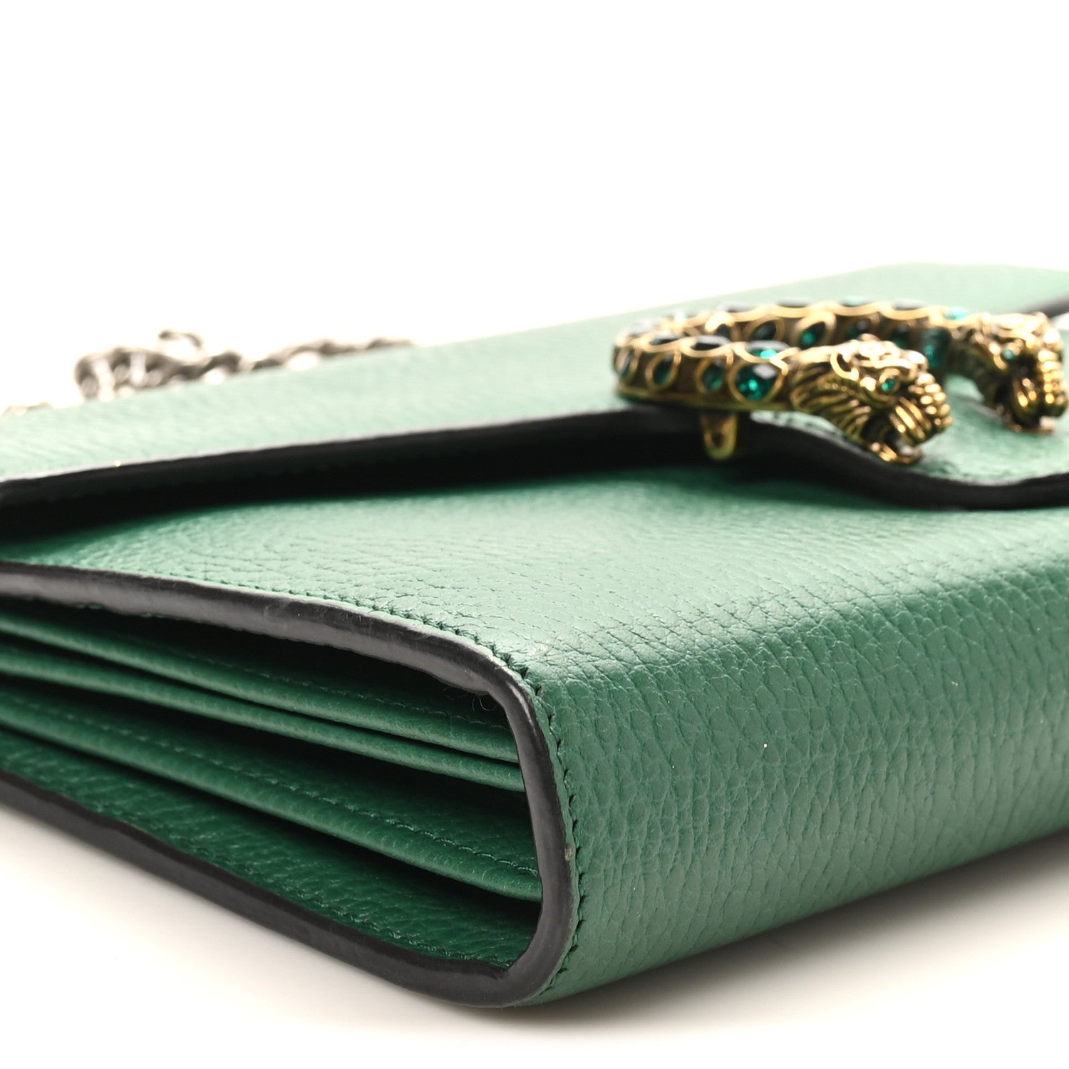 Gucci Calfskin Mini Dionysus Chain Wallet Emerald 9 of 10