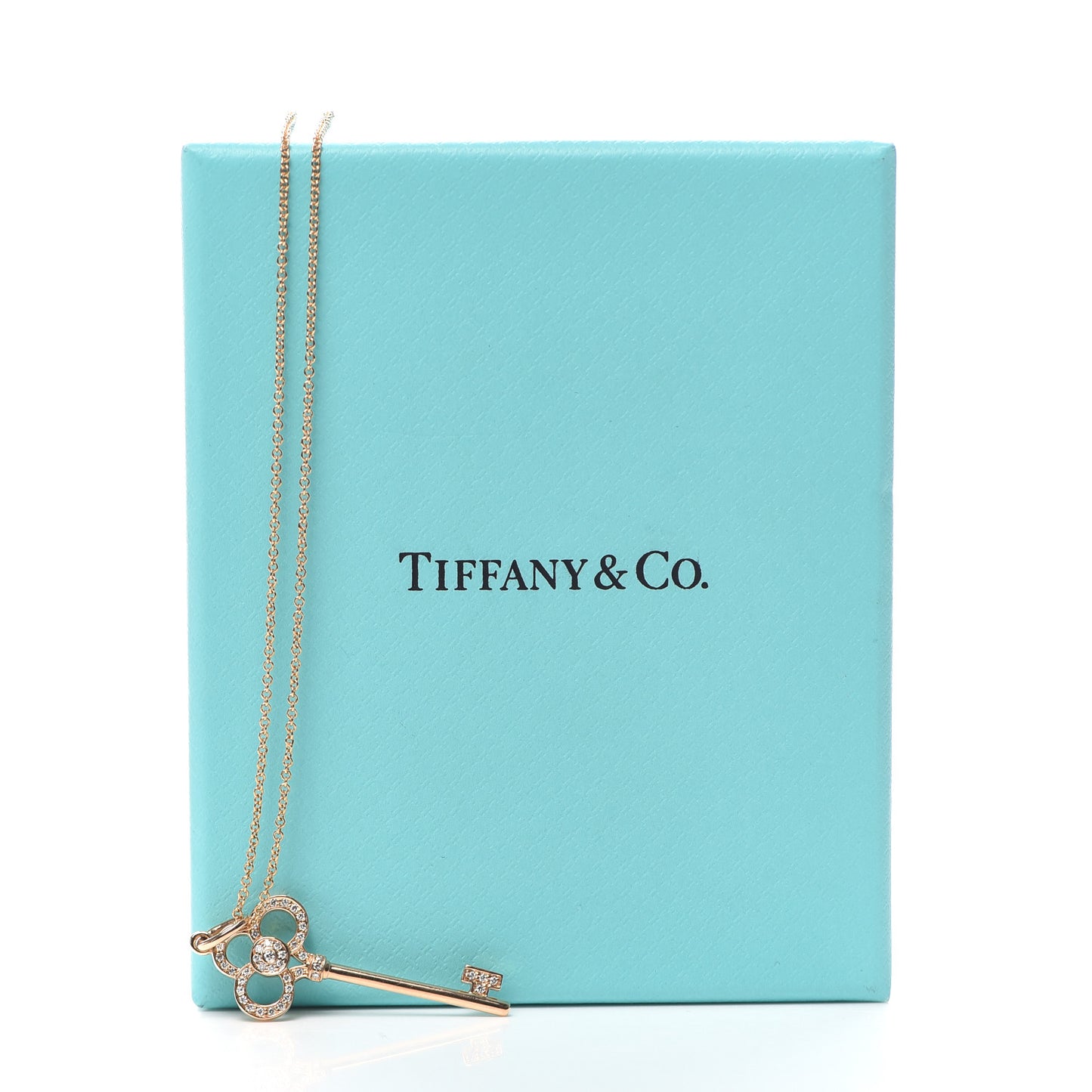 18K Rose Gold Diamond Crown Key Pendant Necklace