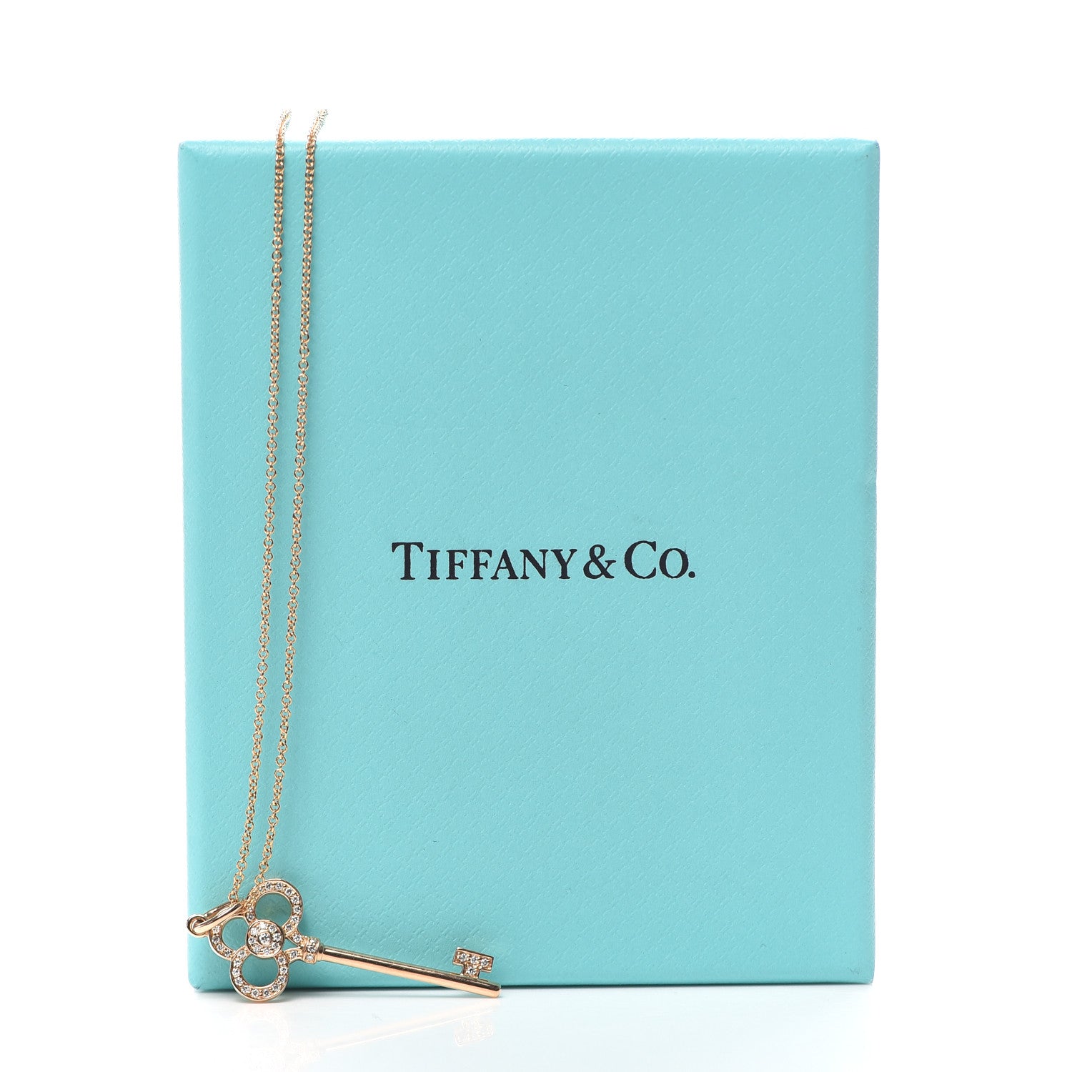 Tiffany 18K Rose Gold Diamond Crown Key Pendant Necklace 6 of 6