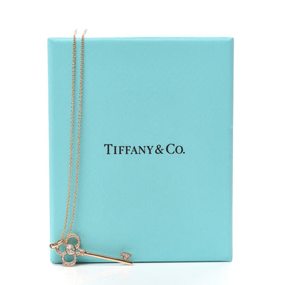 Tiffany 18K Rose Gold Diamond Crown Key Pendant Necklace 6 of 6