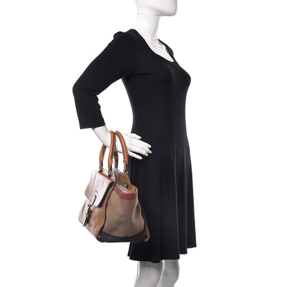 Burberry Mega Check Grained Calfskin Medium Harcourt Satchel Saddle Brown 2 of 28