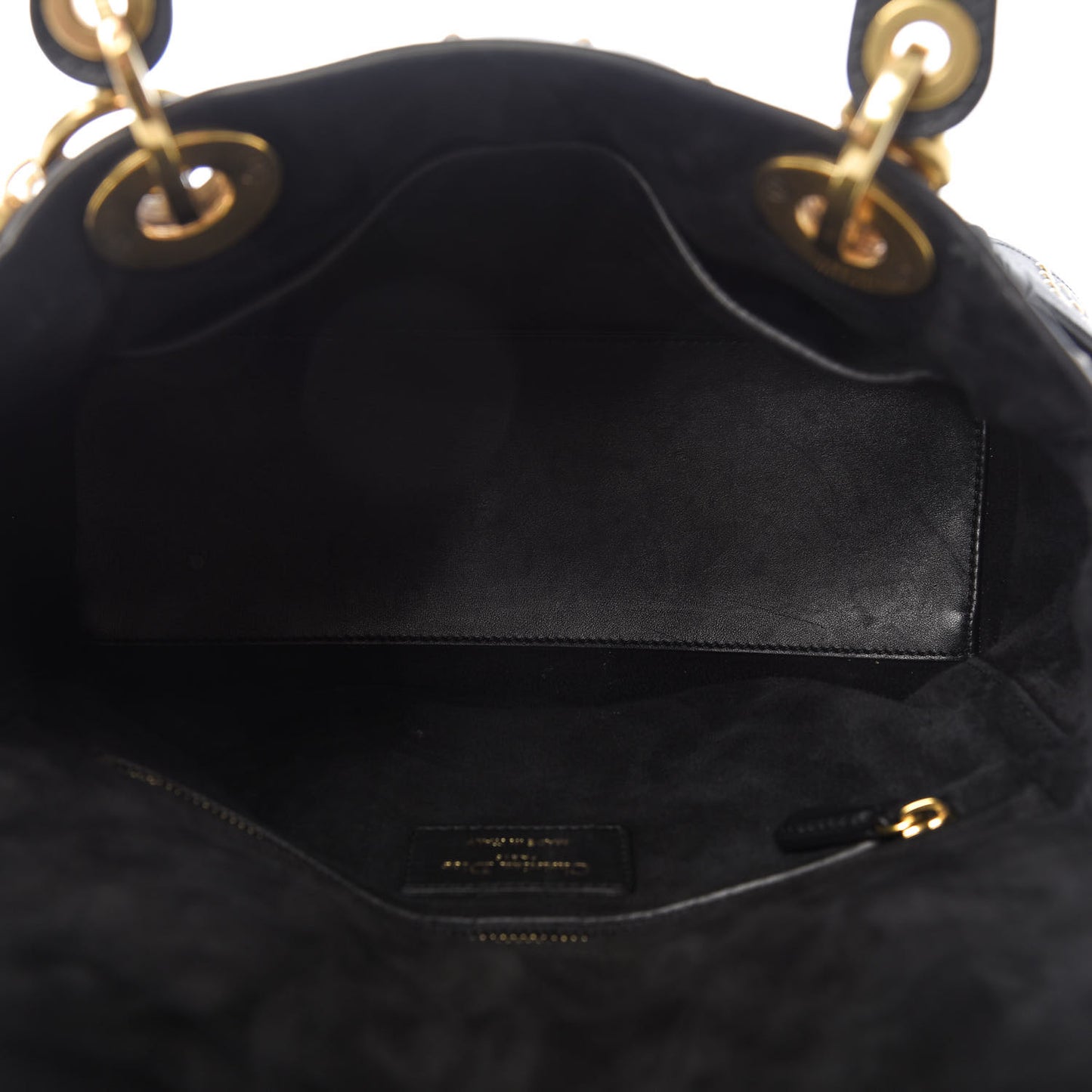 Calfskin Cannage Studded Medium Supple Lady Dior Black