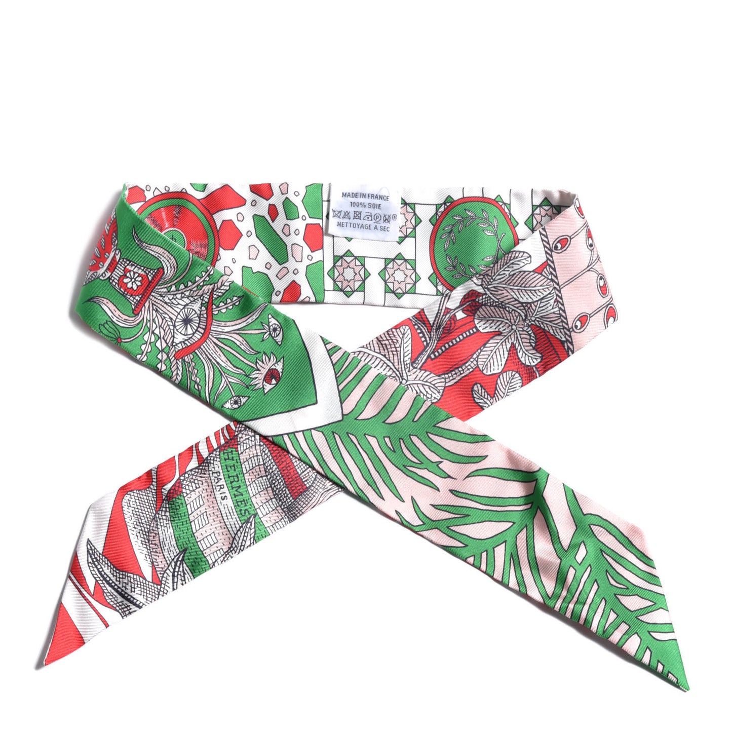Silk La Danse Des Amazones Twilly Rouge Rose Poudre Vert