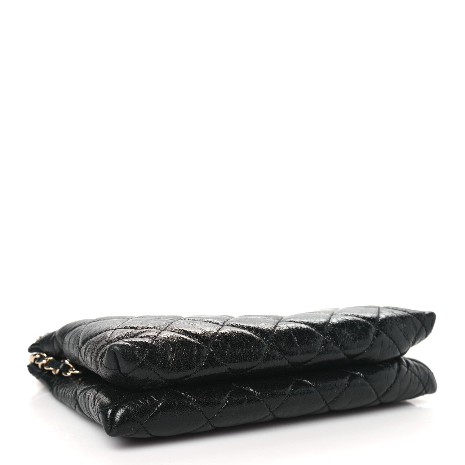 Chanel Shiny Crumpled Calfskin Quilted Clutch Bag Black 5 of 12
