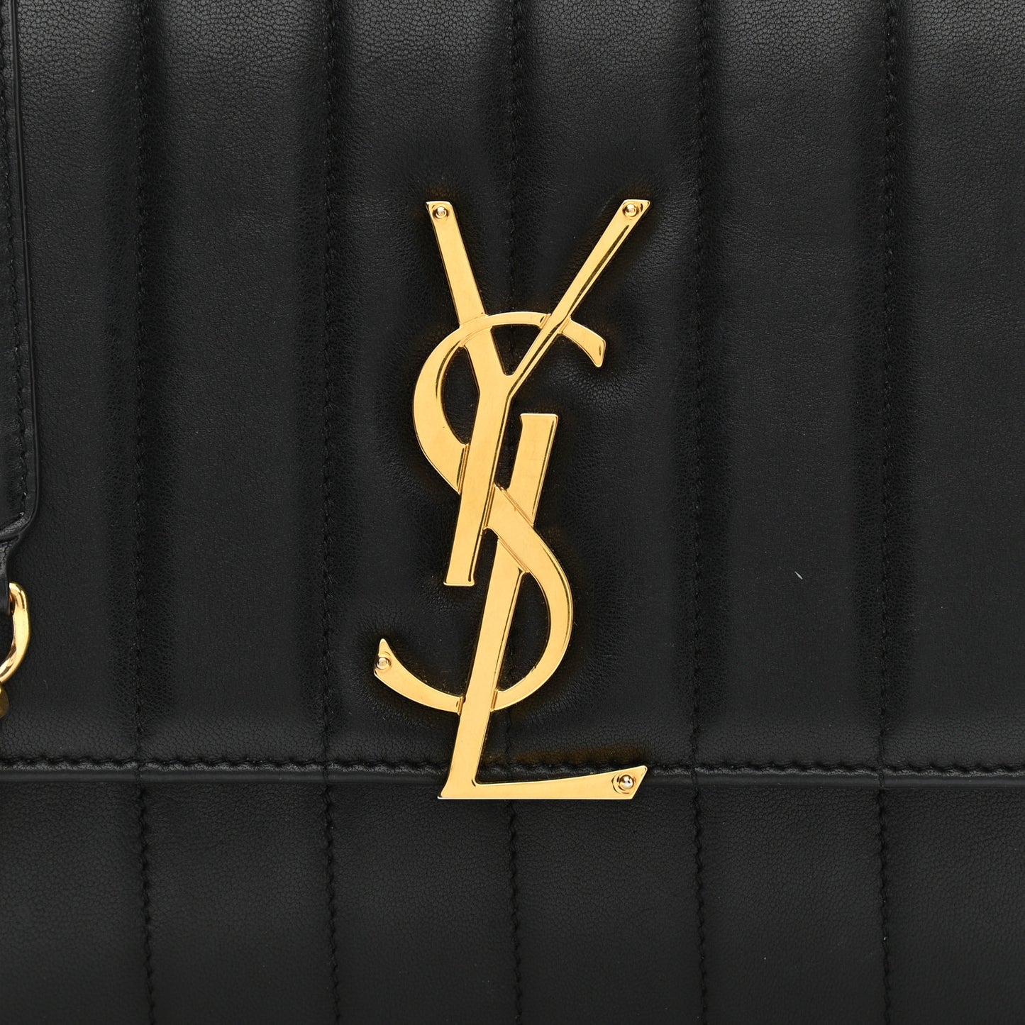 Lambskin Matelasse Monogram Vicky Chain Wallet Black