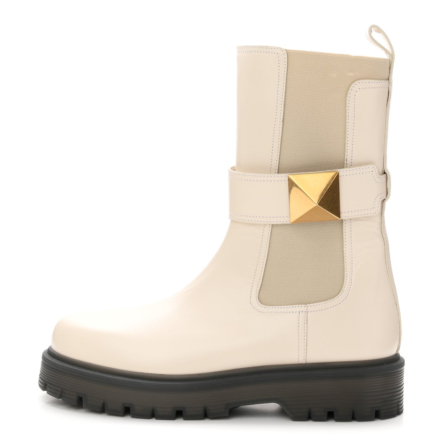 Calfskin One Stud Beatle 45mm Boots 41 Light Ivory
