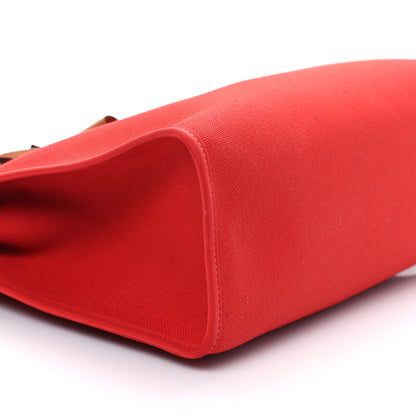 Hermes Vache Hunter Toile Herbag Zip 31 PM Rouge Tomate Natural 8 of 9