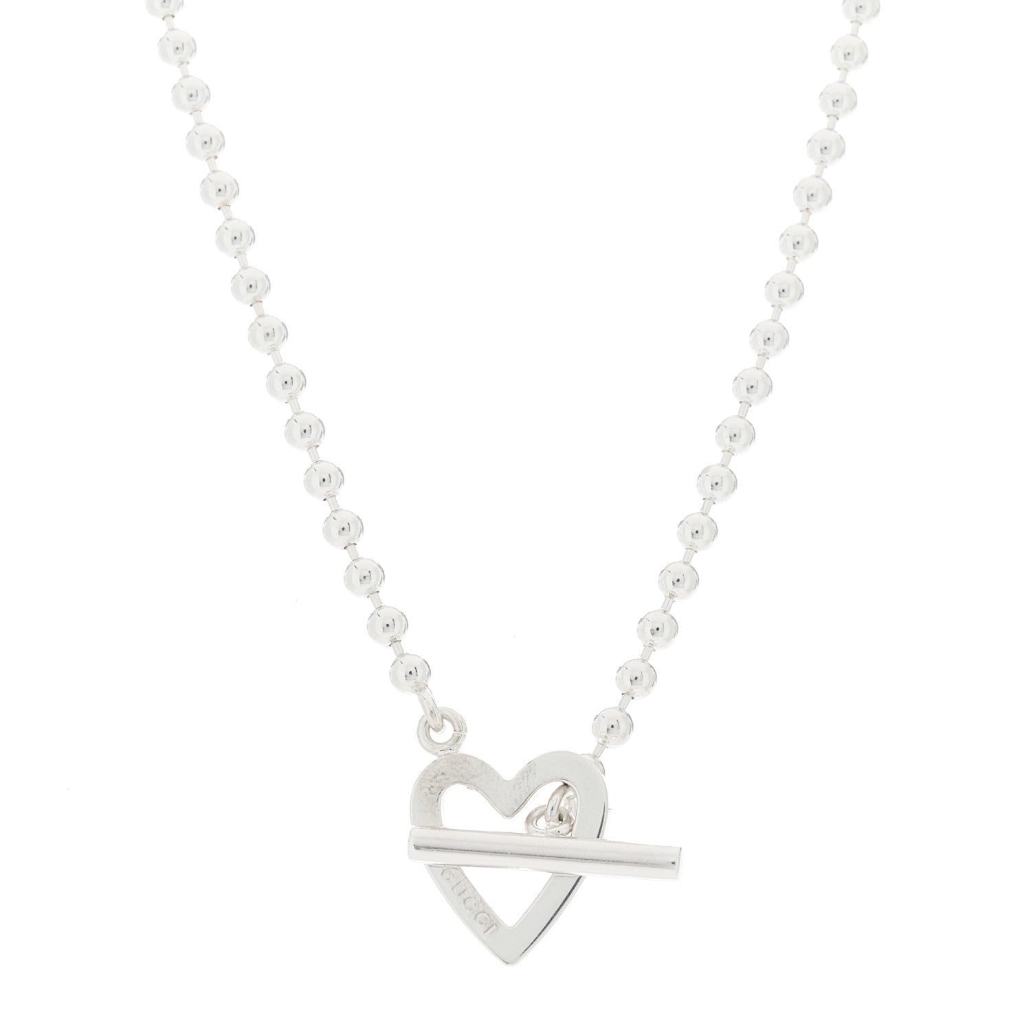 Gucci Sterling Silver Heart Toggle Necklace 1 of 5