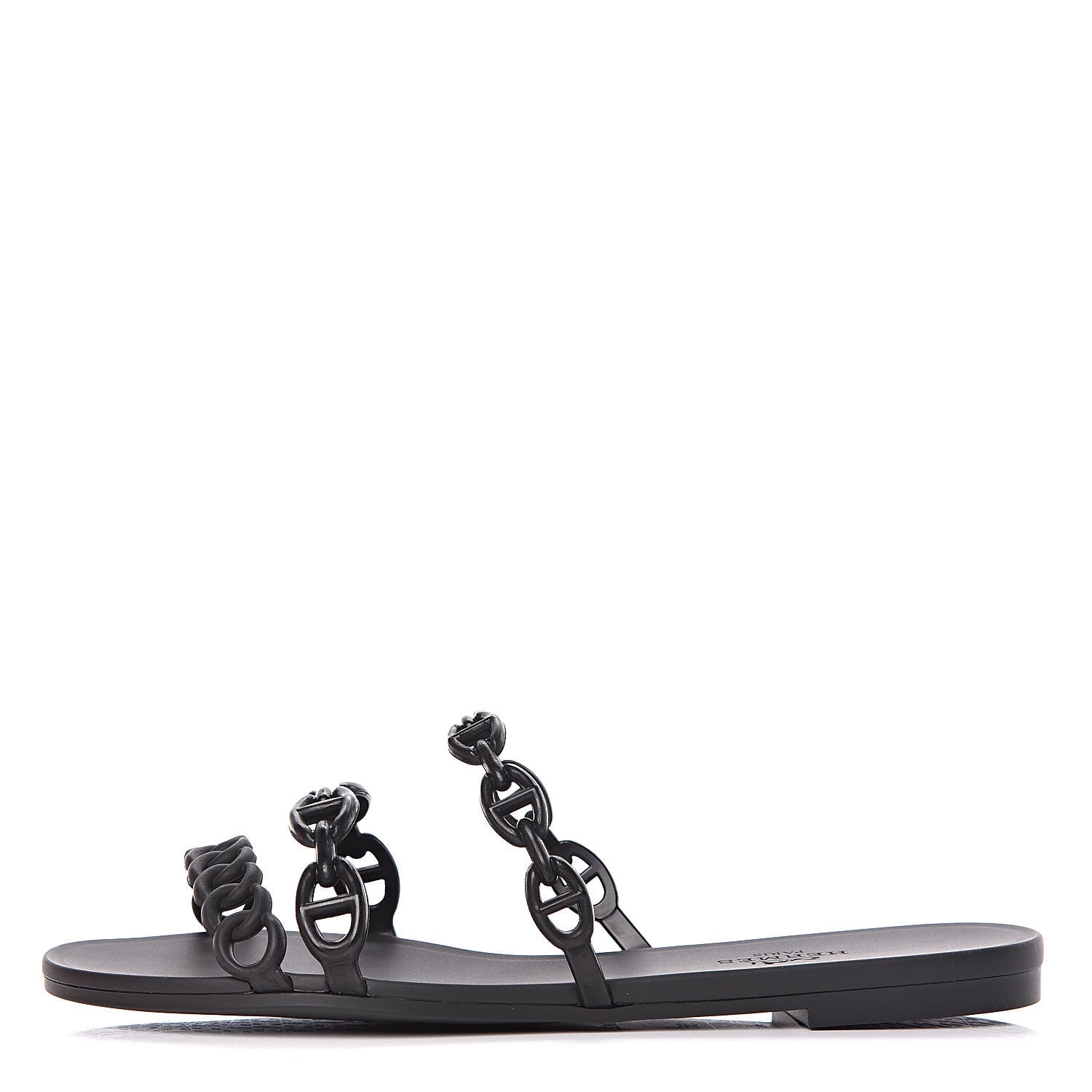 Hermes Rubber Chaine d'Ancre Rivage Sandals 35 Black 1 of 8