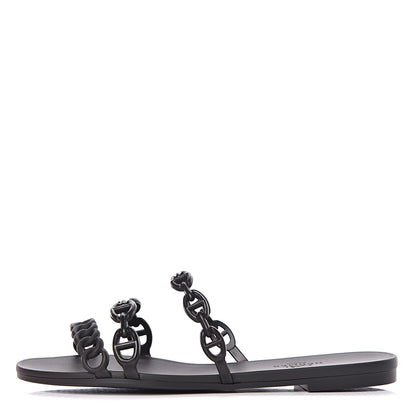 Hermes Rubber Chaine d'Ancre Rivage Sandals 35 Black 1 of 8