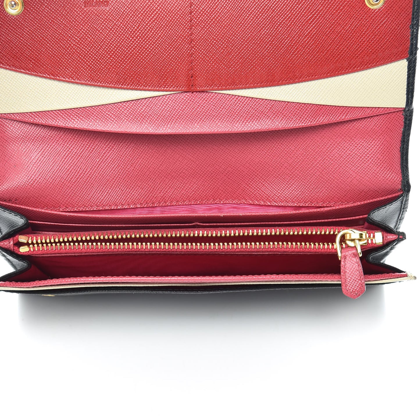 Saffiano Colour Continental Flap Wallet Black Peonia