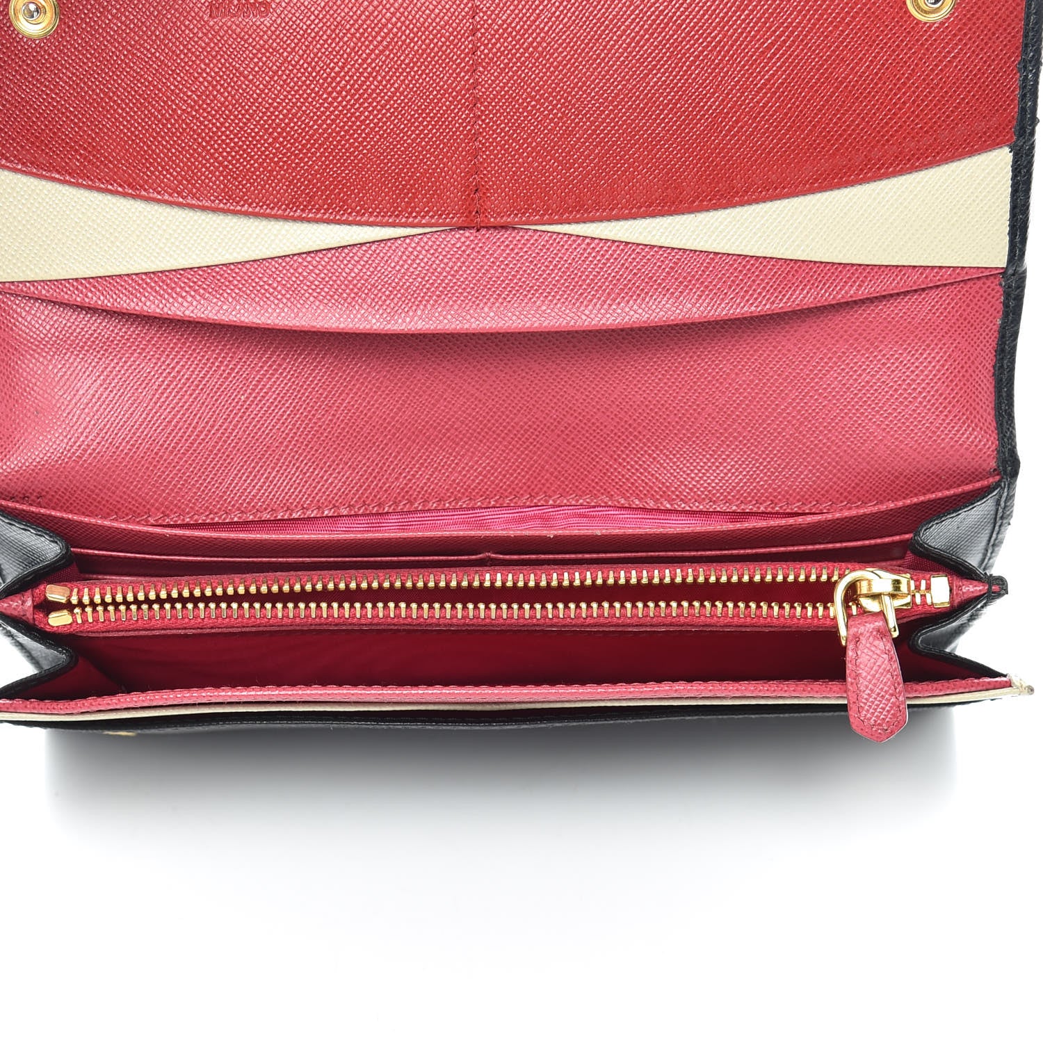 Prada Saffiano Colour Continental Flap Wallet Black Peonia 7 of 11