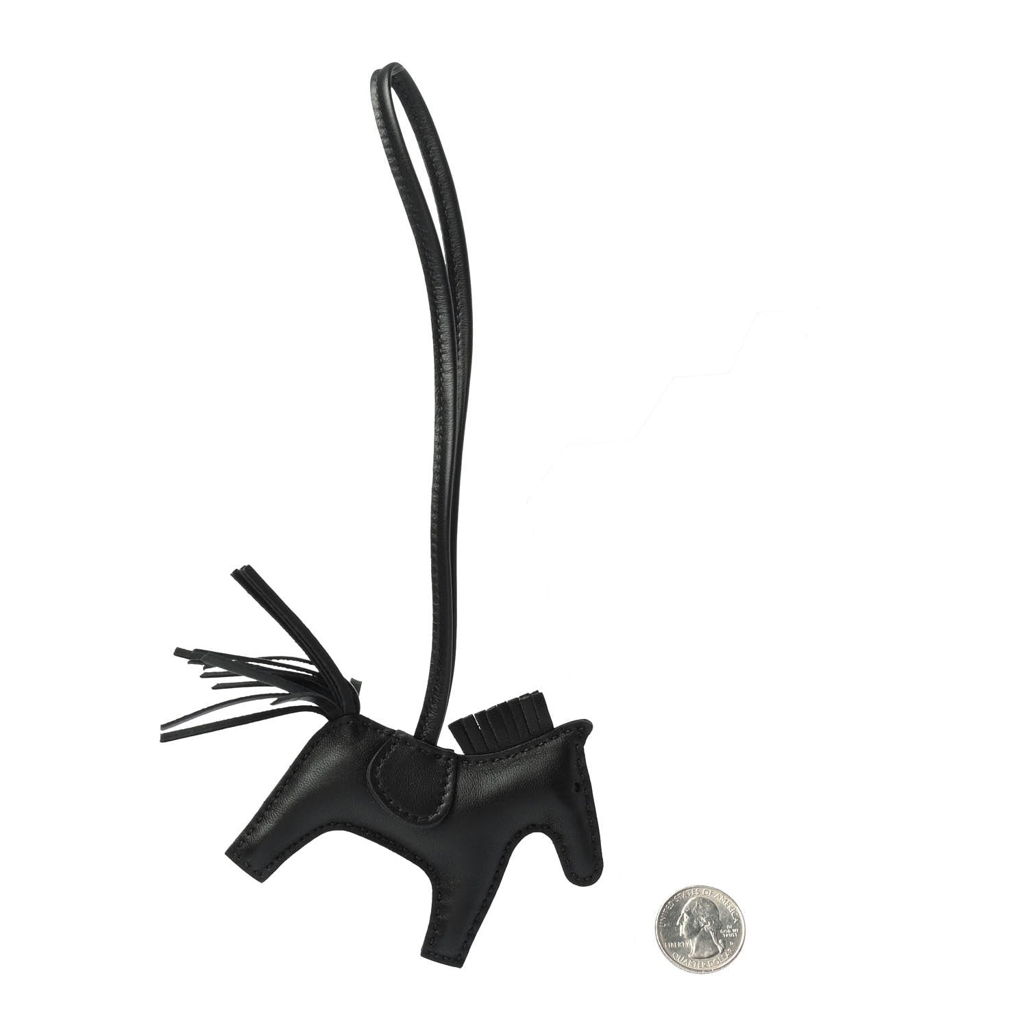 Hermes Milo Lambskin Grigri Rodeo Horse Bag Charm PM So Black 2 of 4