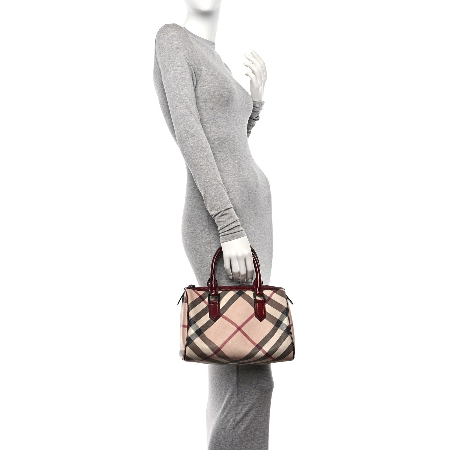 Burberry Patent Nova Check Chester Bowling Bag Raspberry Sorbet 2 of 12