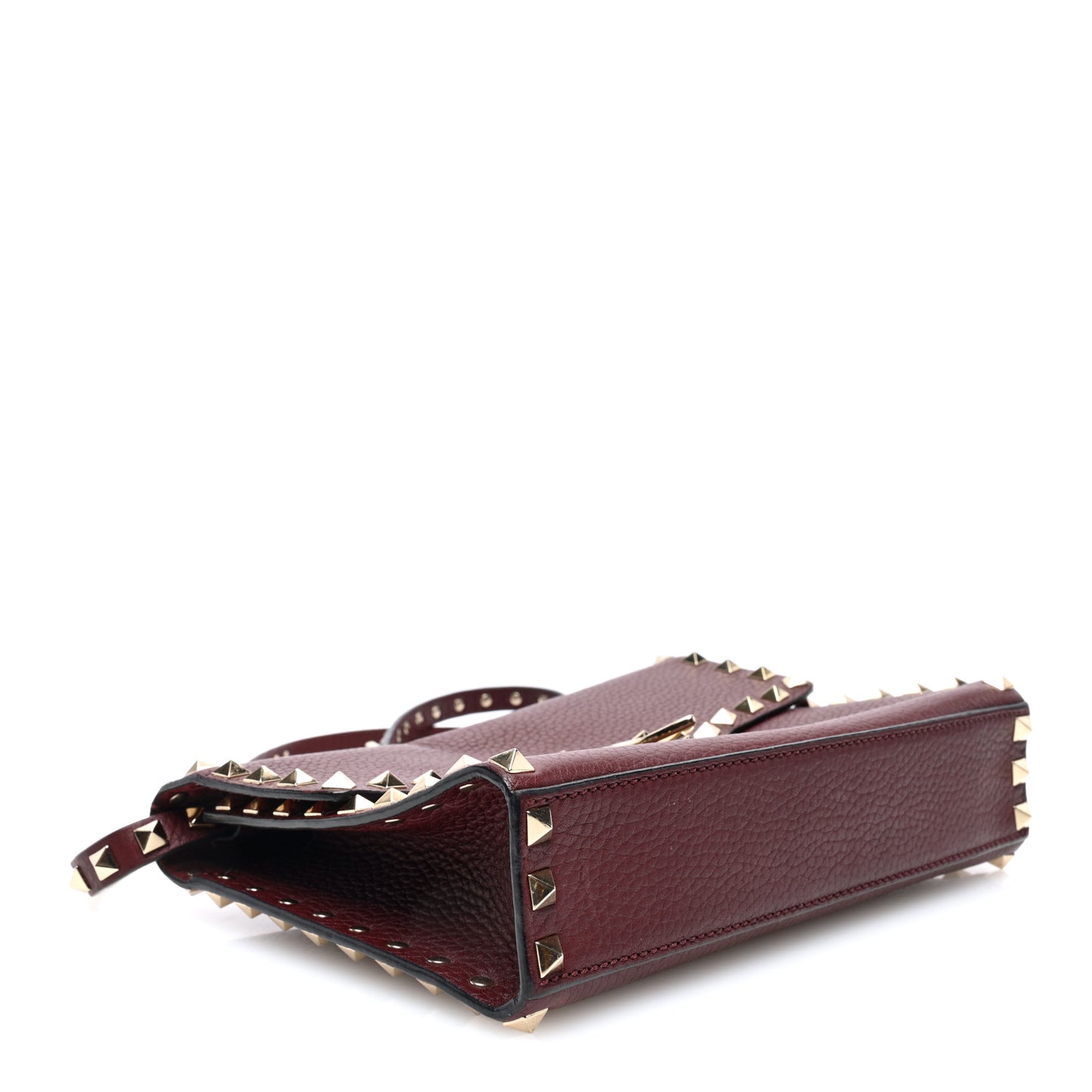 Pebbled Calfskin Medium Rockstud Flip Lock Crossbody Bag Rubin